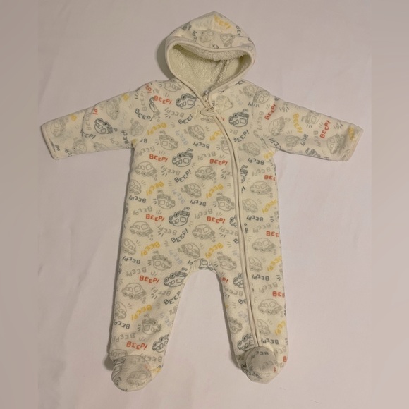 Baby Winter Hooded Romper Fleece Snowsuit Joe Fresh Cream Unisex 6-12 months - Picture 1 of 9